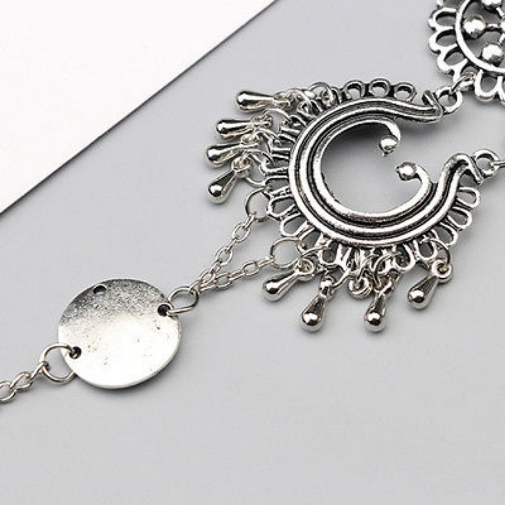 Pair of Bali Boho Silver Barefoot Sandal Anklets - Picture 4 of 5